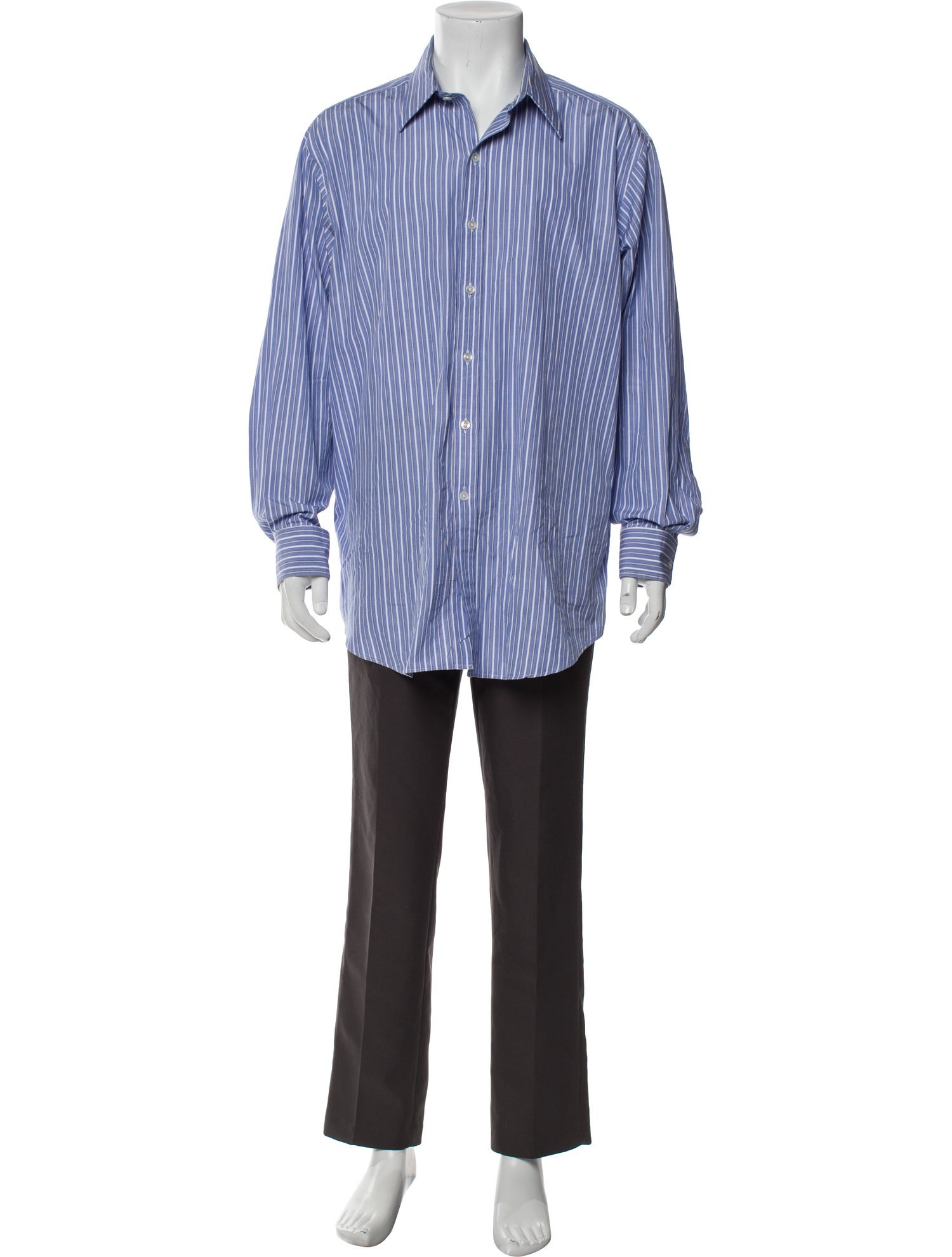 Ralph Lauren Purple Label Signature Logo Striped Dress Shirt