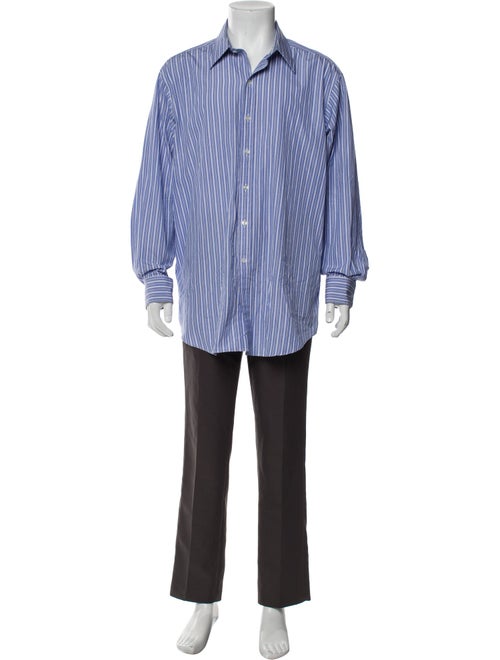 Ralph Lauren Purple Label Signature Logo Striped Dress Shirt