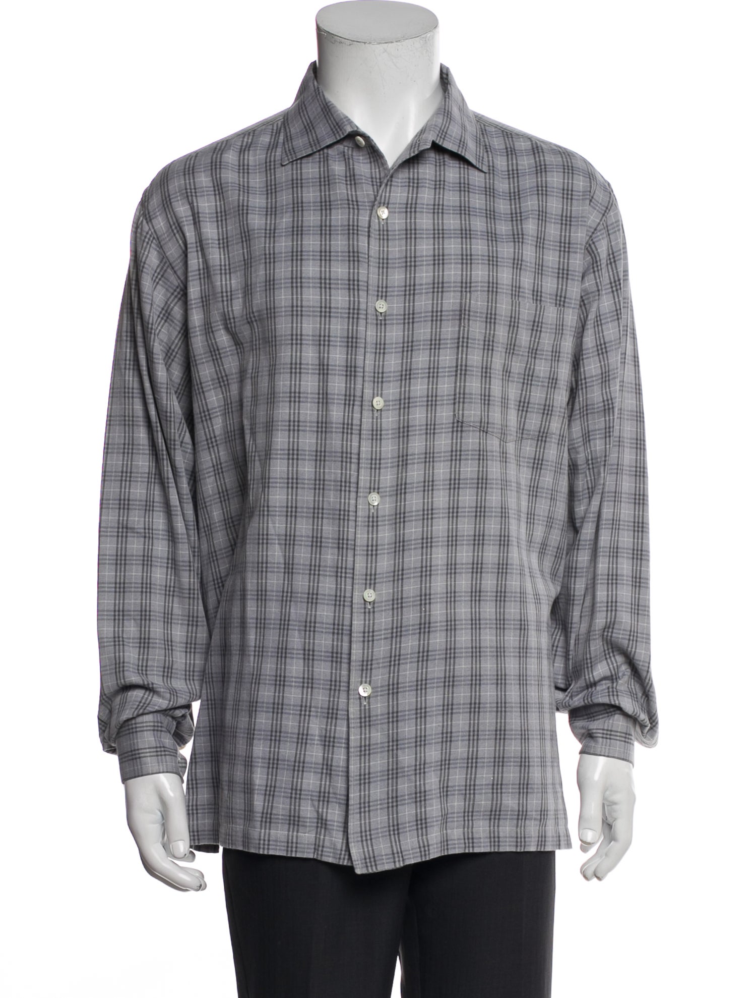 Ralph Lauren Purple Label Plaid Print Long Sleeve Dress Shirt