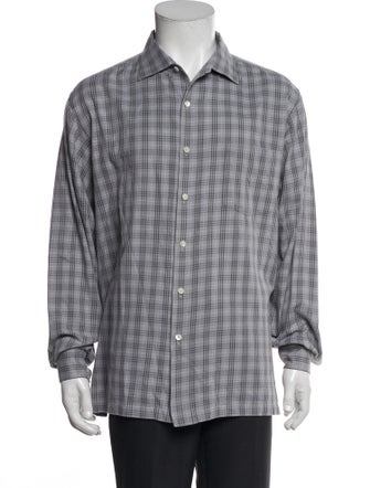 Ralph Lauren Purple Label Plaid Print Long Sleeve Dress Shirt