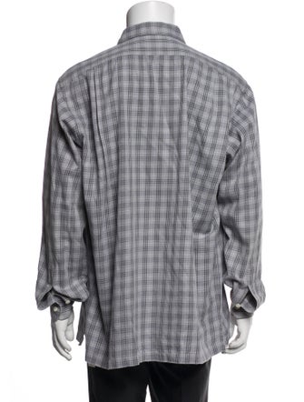 Ralph Lauren Purple Label Plaid Print Long Sleeve Dress Shirt