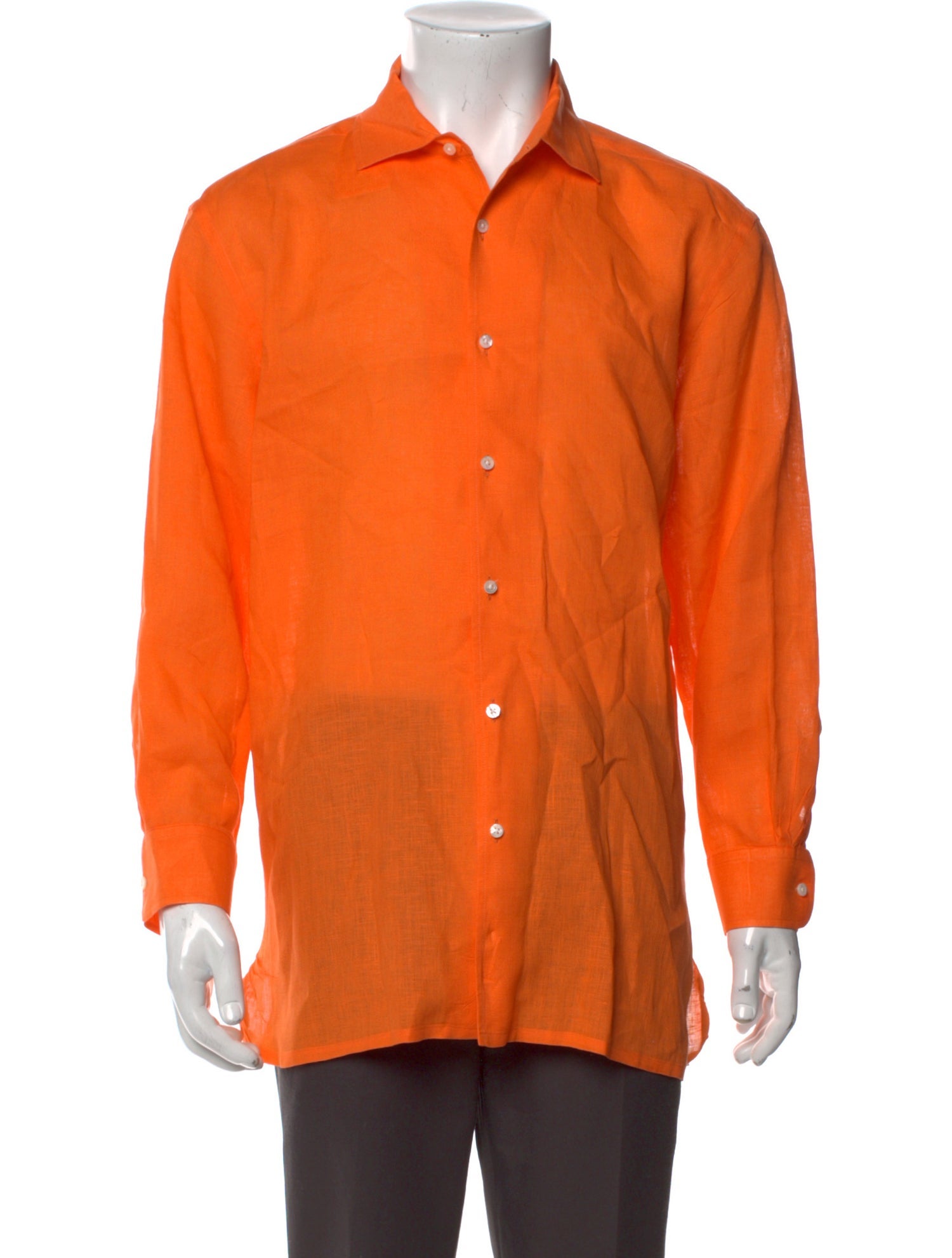 Ralph Lauren Purple Label Linen Long Sleeve Dress Shirt