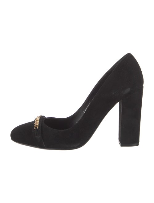 Ralph Lauren Purple Label Suede Chain-Link Accents Pumps