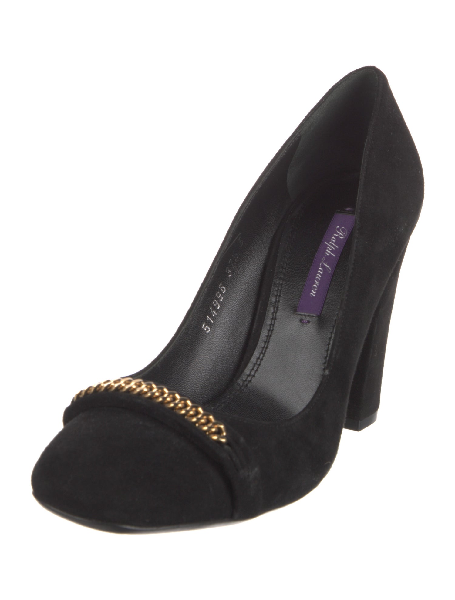 Ralph Lauren Purple Label Suede Chain-Link Accents Pumps