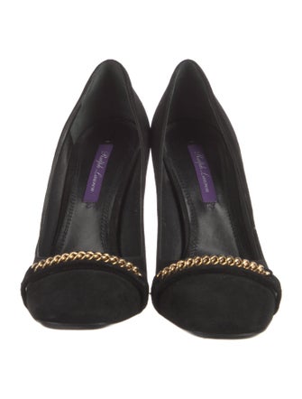 Ralph Lauren Purple Label Suede Chain-Link Accents Pumps