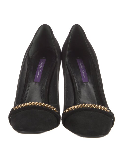 Ralph Lauren Purple Label Suede Chain-Link Accents Pumps