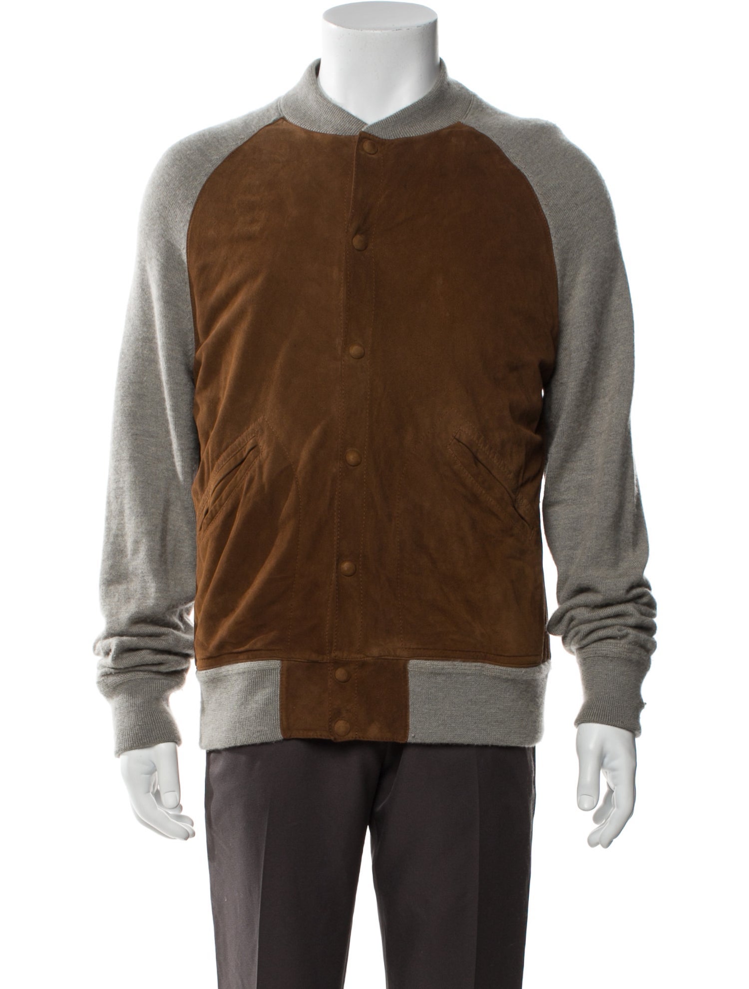 Ralph Lauren Purple Label Cashmere Colorblock Pattern Bomber Jacket