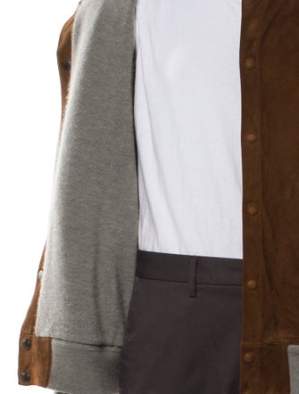 Ralph Lauren Purple Label Cashmere Colorblock Pattern Bomber Jacket