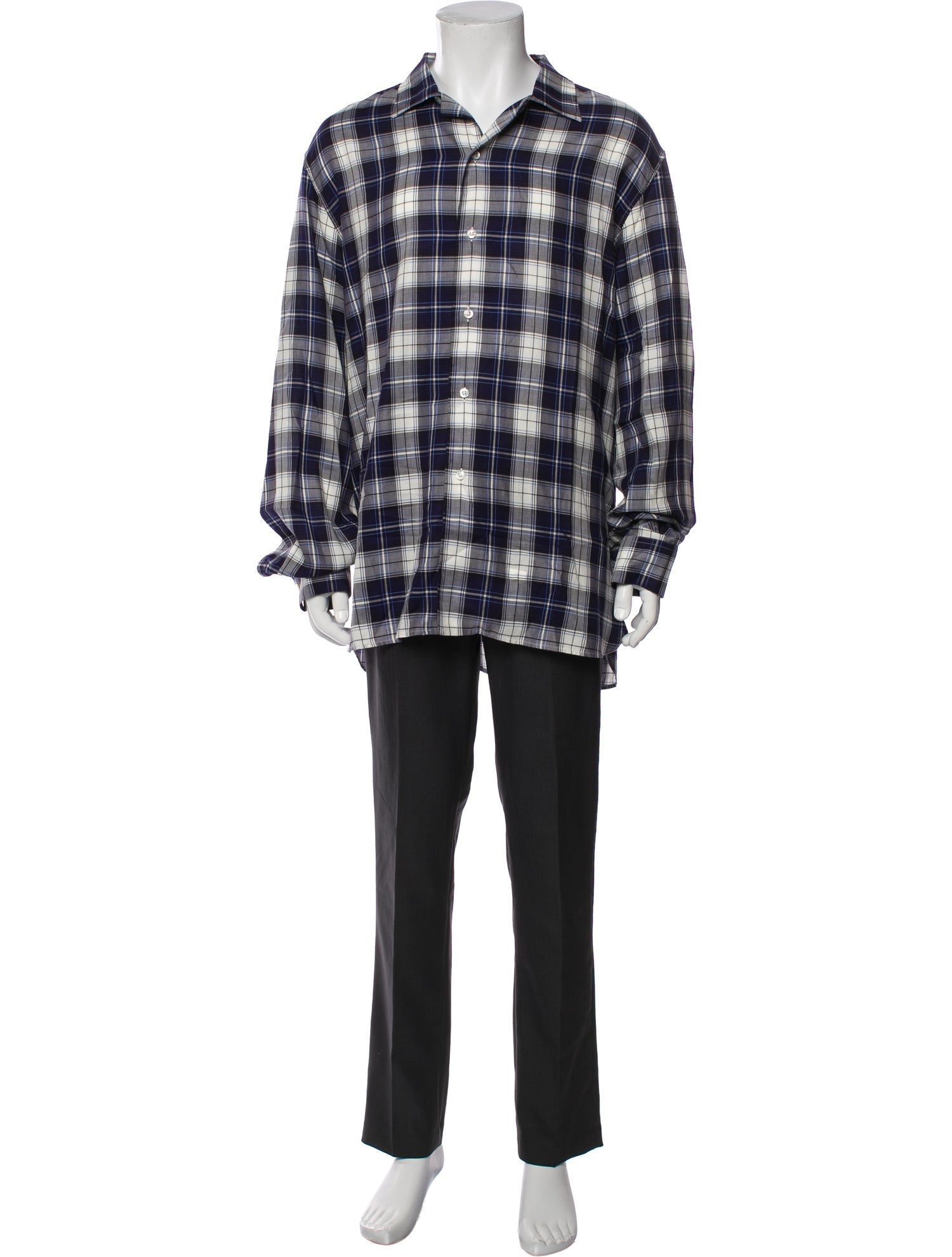 Ralph Lauren Purple Label Plaid Print Long Sleeve Shirt