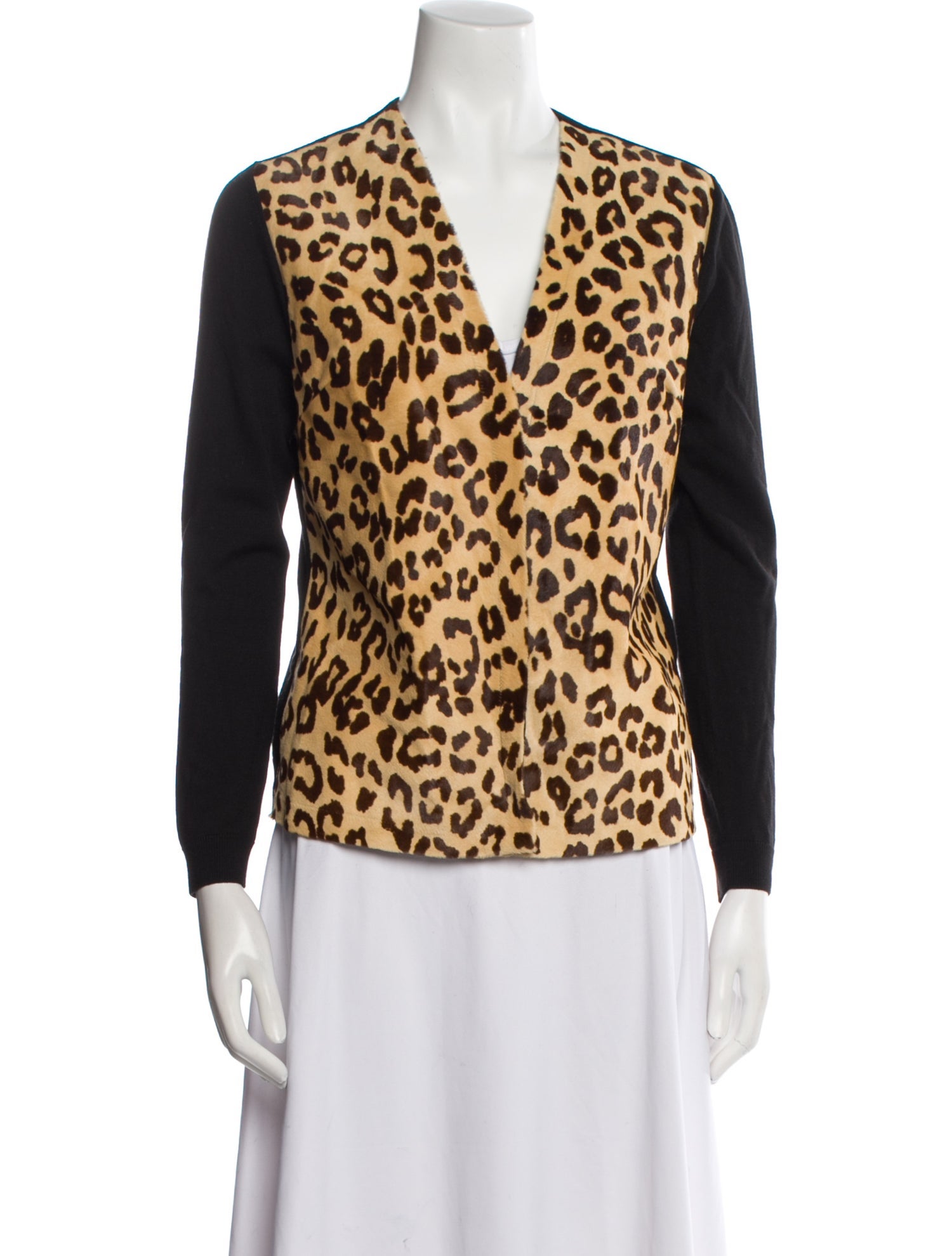 Ralph Lauren Collection Wool Animal Print Faux Fur Jacket