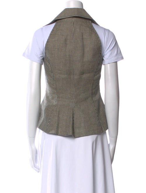 Ralph Lauren Purple Label Linen Plaid Print Button-Up Top