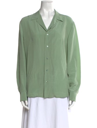 Ralph Lauren Purple Label Silk Long Sleeve Button-Up Top