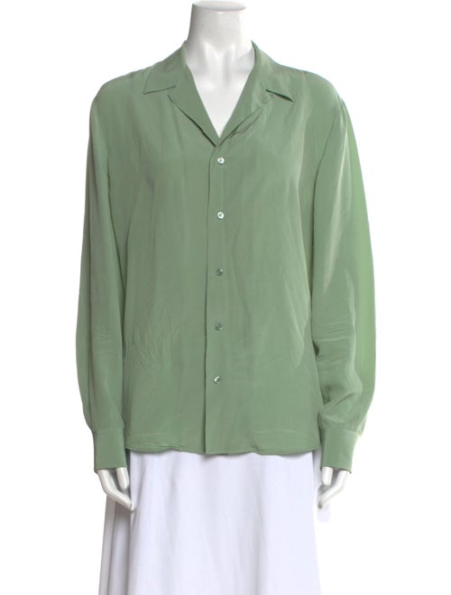 Ralph Lauren Purple Label Silk Long Sleeve Button-Up Top