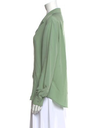 Ralph Lauren Purple Label Silk Long Sleeve Button-Up Top