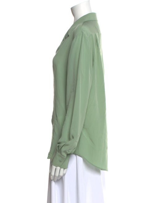 Ralph Lauren Purple Label Silk Long Sleeve Button-Up Top