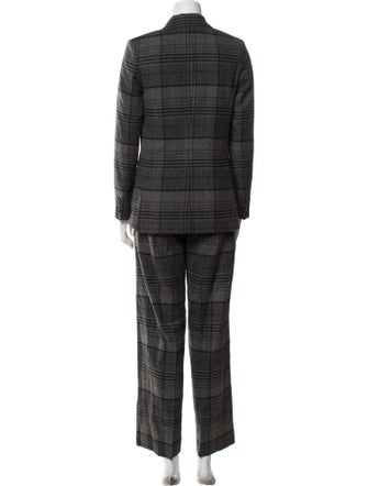 Ralph Lauren Purple Label Wool Plaid Print Pantsuit