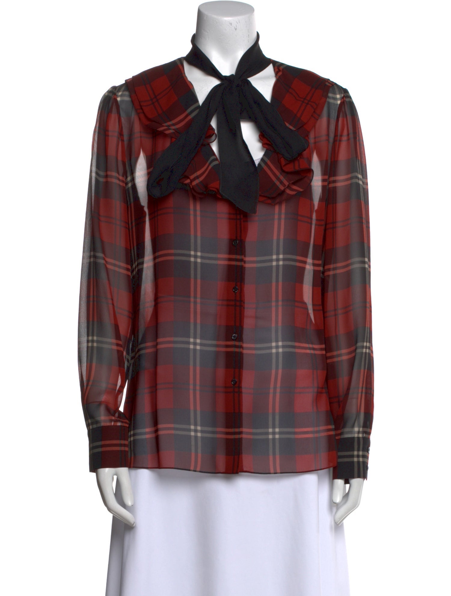 Ralph Lauren Purple Label Silk Plaid Print Button-Up Top w/ Tags