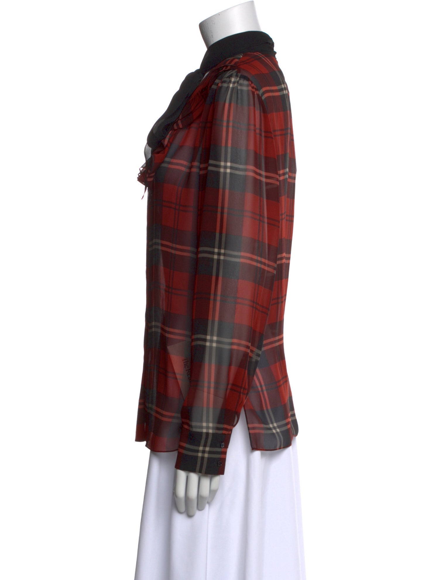 Ralph Lauren Purple Label Silk Plaid Print Button-Up Top w/ Tags