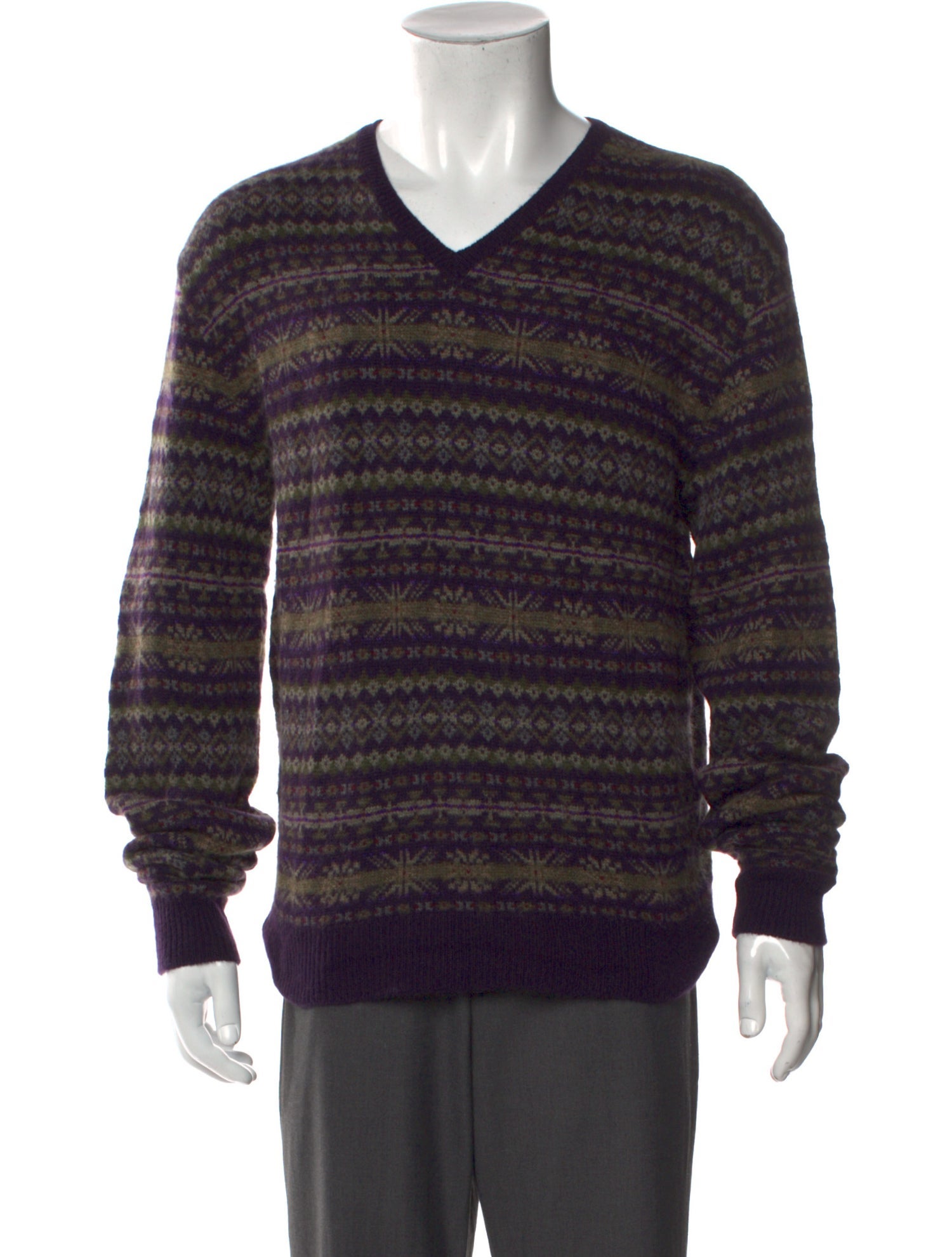 Ralph Lauren Purple Label Cashmere Striped Pullover