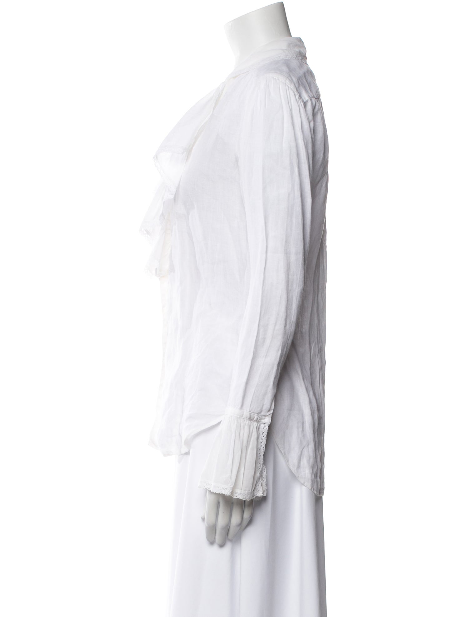 Ralph Lauren Purple Label Linen V-Neck Button-Up Top