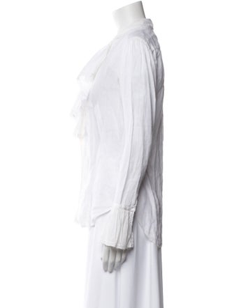 Ralph Lauren Purple Label Linen V-Neck Button-Up Top