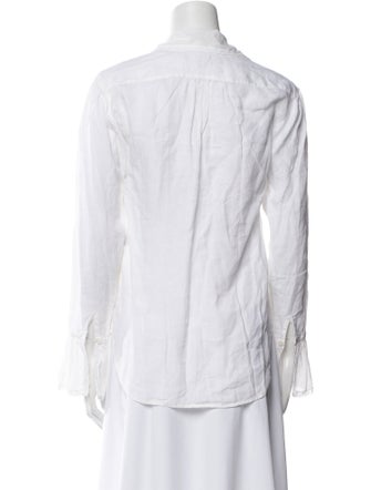 Ralph Lauren Purple Label Linen V-Neck Button-Up Top
