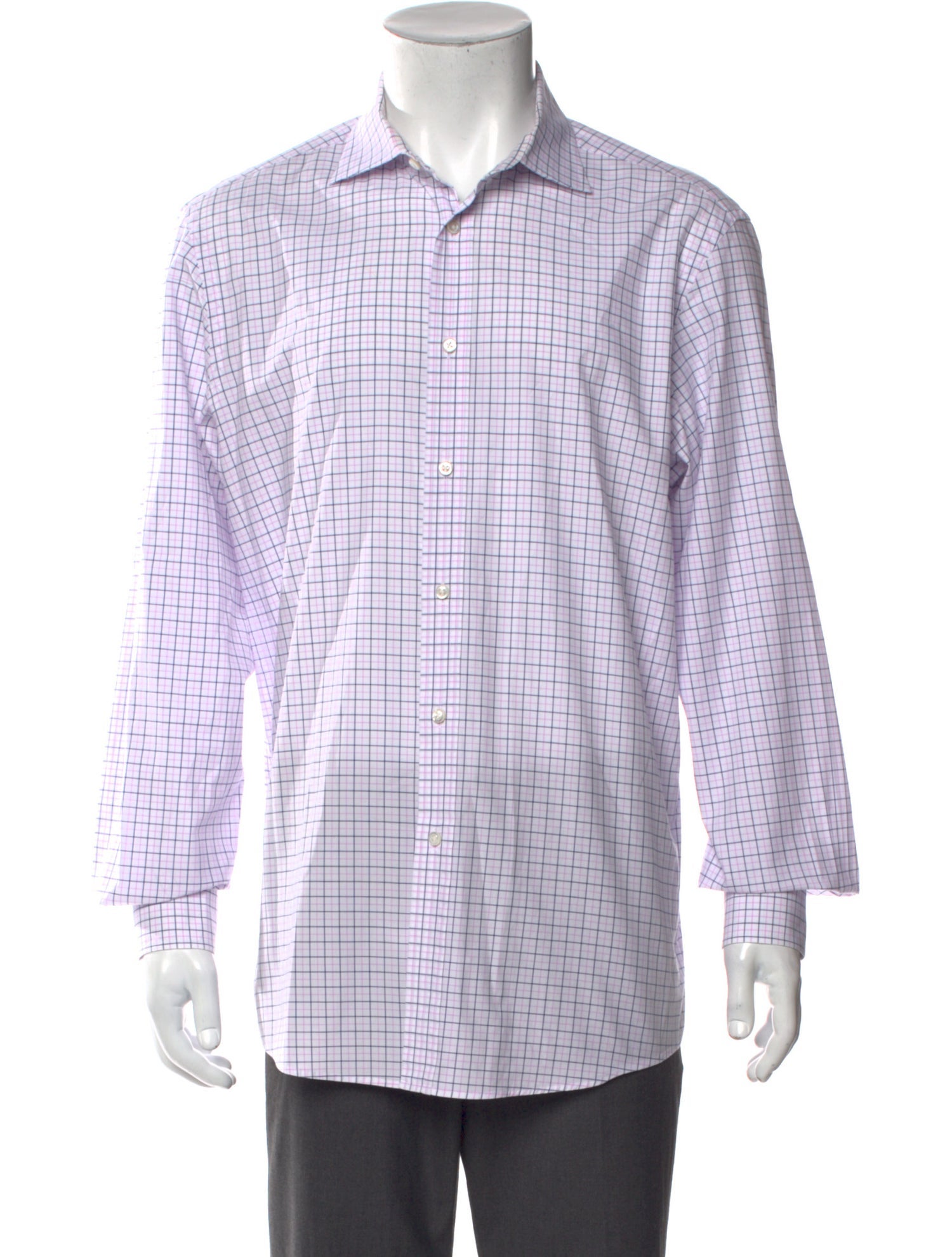 Ralph Lauren Purple Label Plaid Print Long Sleeve Dress Shirt