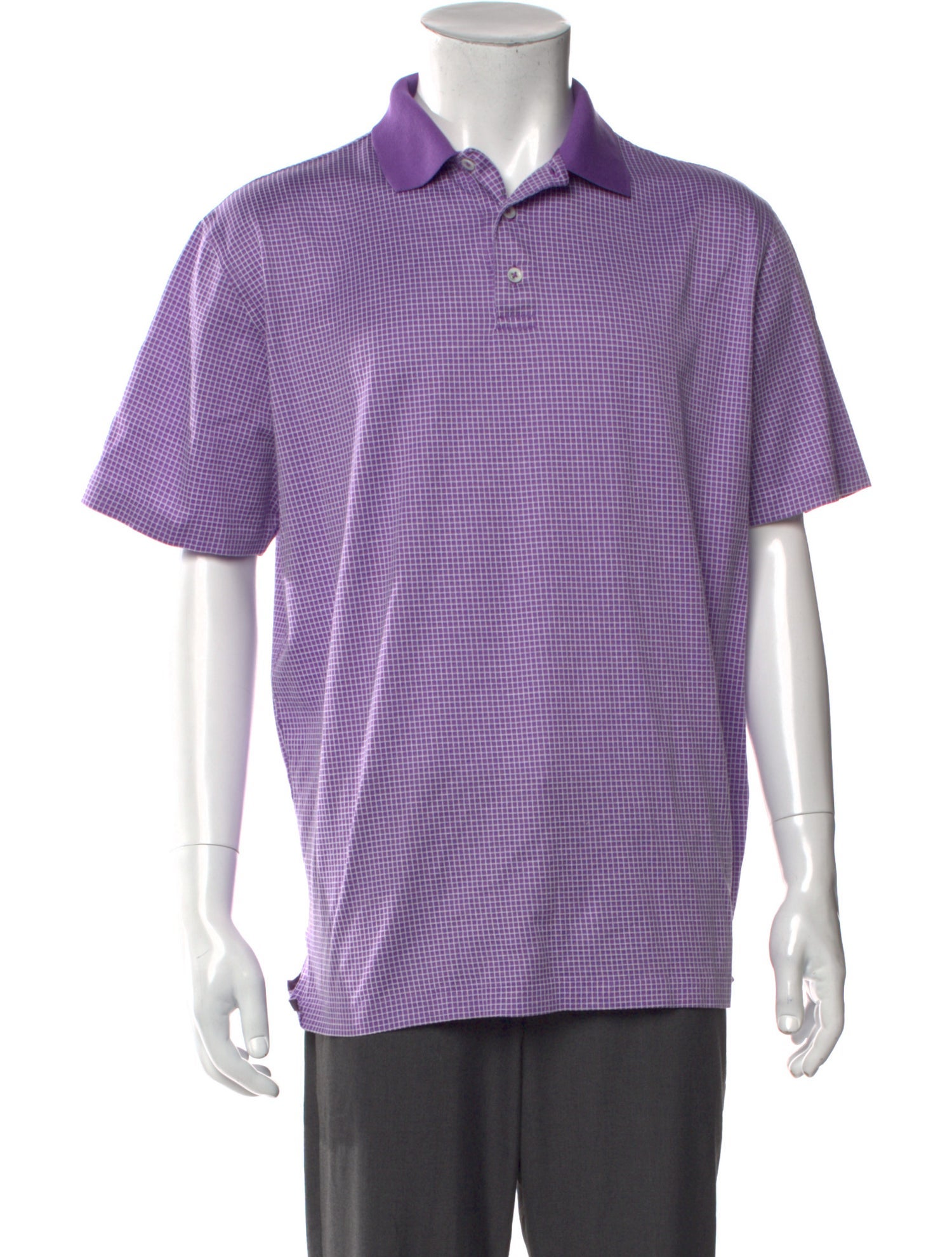 Ralph Lauren Purple Label Plaid Print Crew Neck Polo Shirt