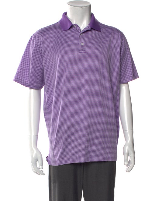Ralph Lauren Purple Label Plaid Print Crew Neck Polo Shirt