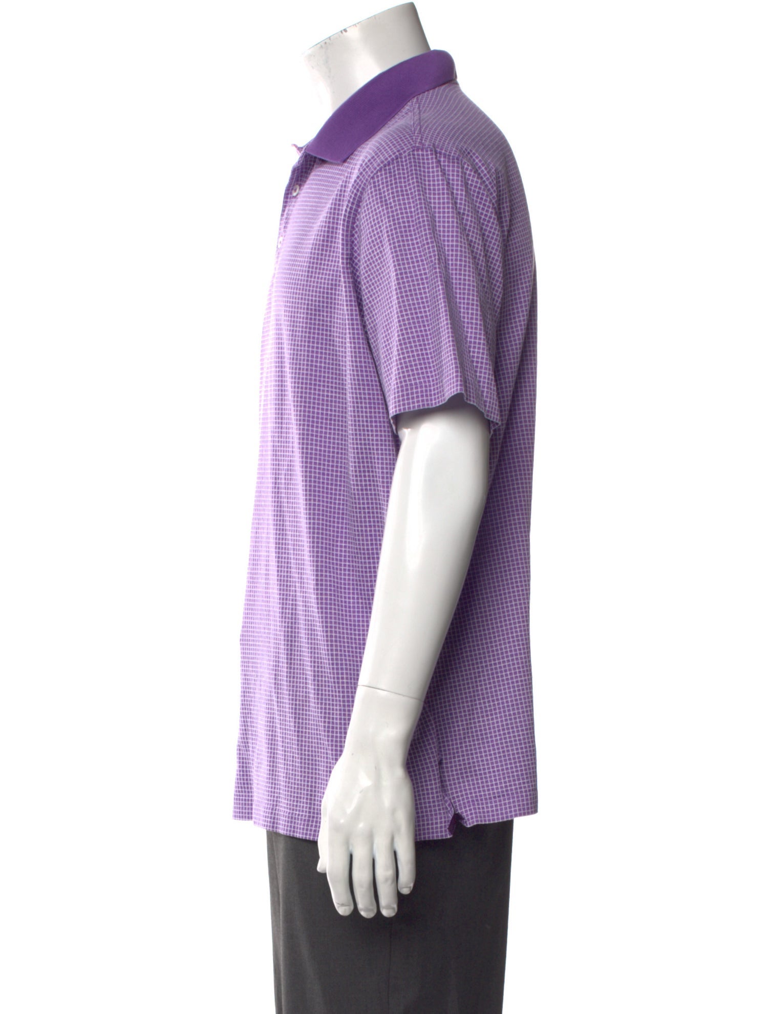 Ralph Lauren Purple Label Plaid Print Crew Neck Polo Shirt