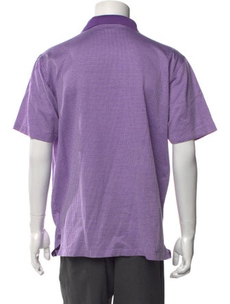 Ralph Lauren Purple Label Plaid Print Crew Neck Polo Shirt