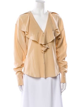 Ralph Lauren Purple Label V-Neck Long Sleeve Blouse