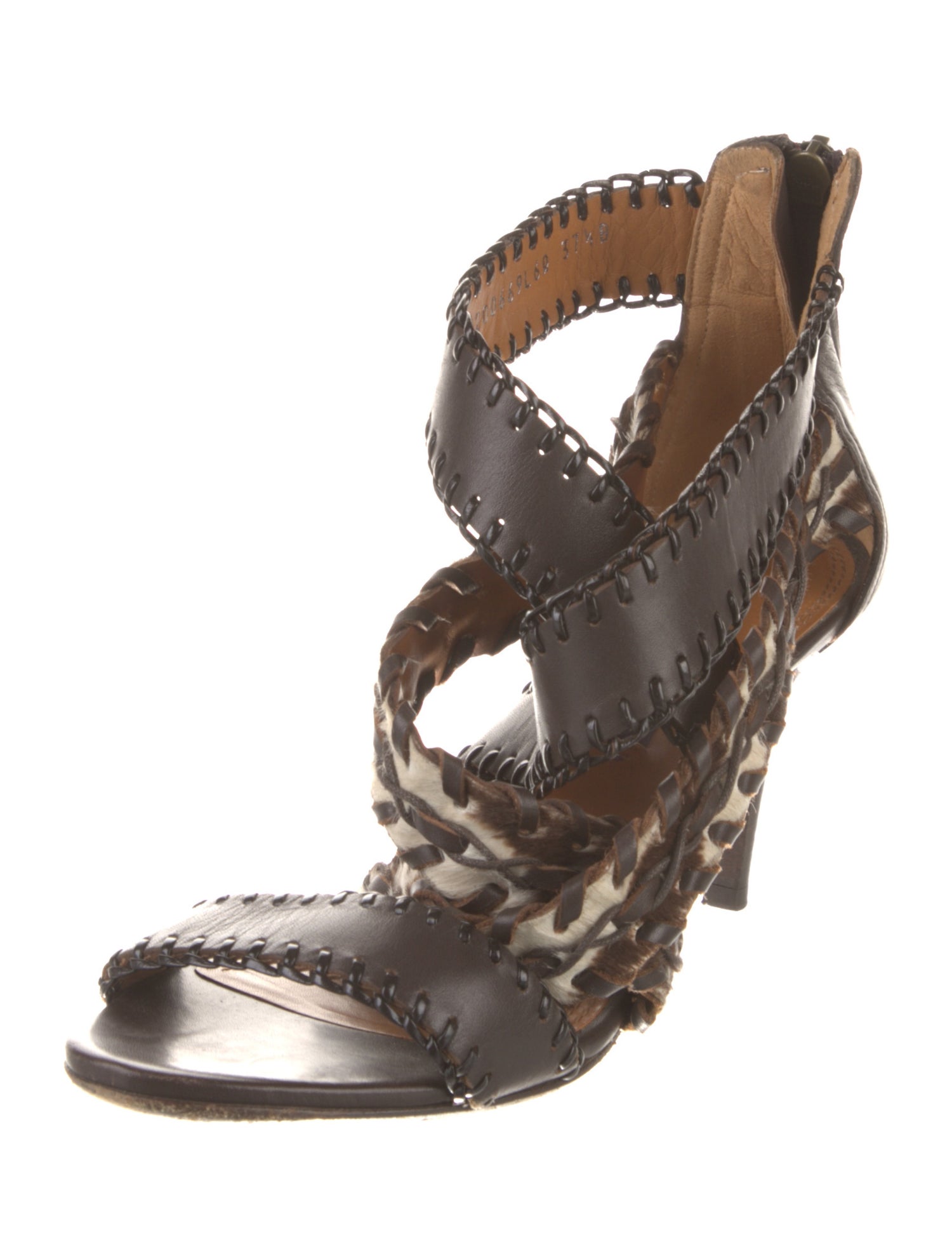 Ralph Lauren Purple Label Leather Animal Print Gladiator Sandals