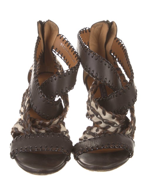 Ralph Lauren Purple Label Leather Animal Print Gladiator Sandals