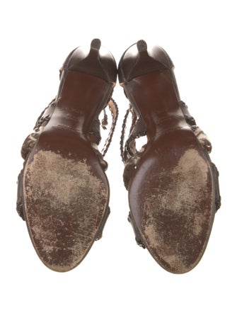 Ralph Lauren Purple Label Leather Animal Print Gladiator Sandals