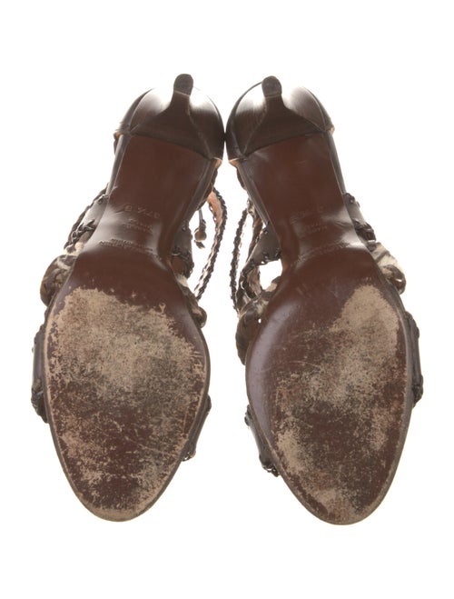 Ralph Lauren Purple Label Leather Animal Print Gladiator Sandals