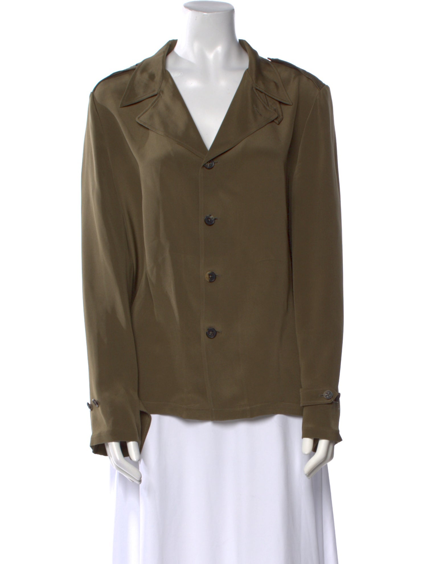 Ralph Lauren Purple Label Silk Long Sleeve Button-Up Top