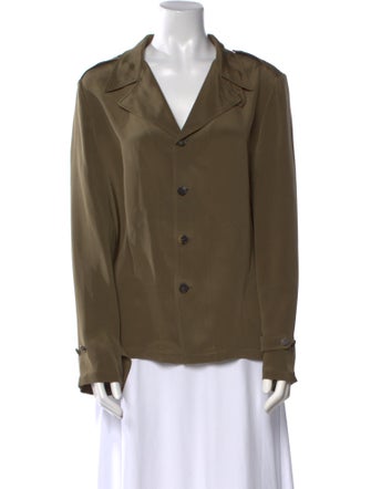 Ralph Lauren Purple Label Silk Long Sleeve Button-Up Top