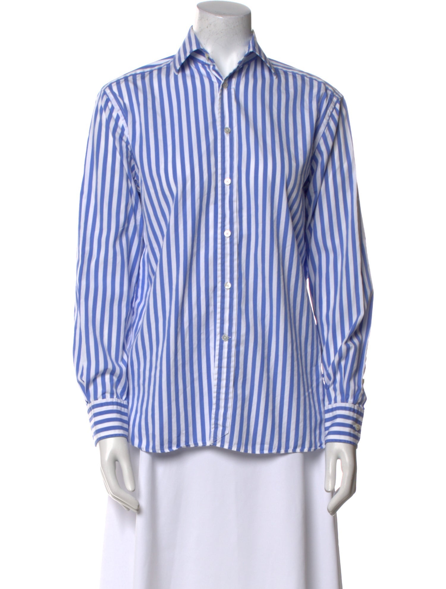 Ralph Lauren Purple Label Striped Long Sleeve Button-Up Top