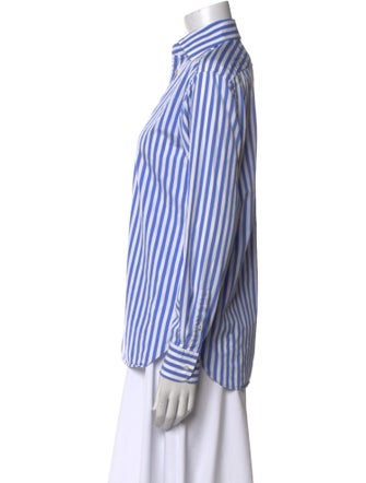 Ralph Lauren Purple Label Striped Long Sleeve Button-Up Top
