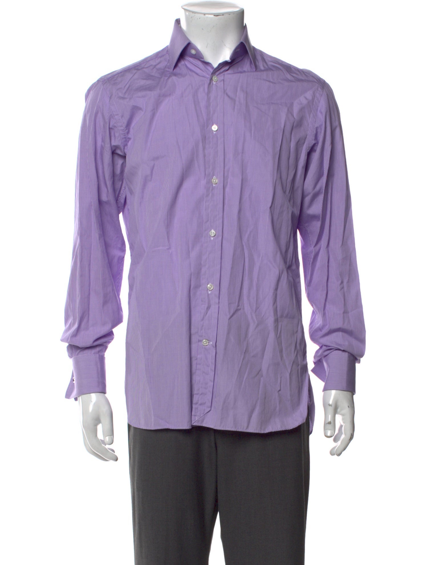 Ralph Lauren Purple Label Plaid Print Long Sleeve Dress Shirt