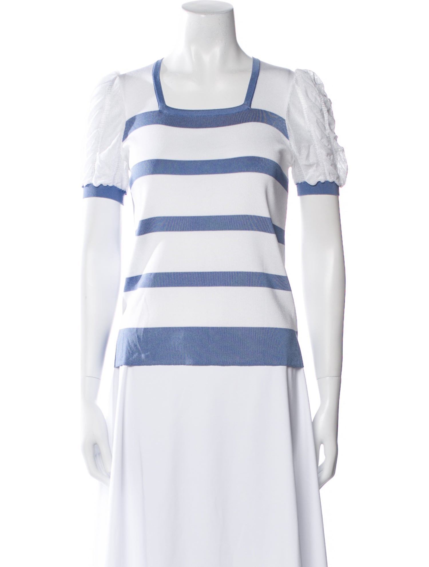 Ralph Lauren Purple Label Striped Square Neckline T-Shirt