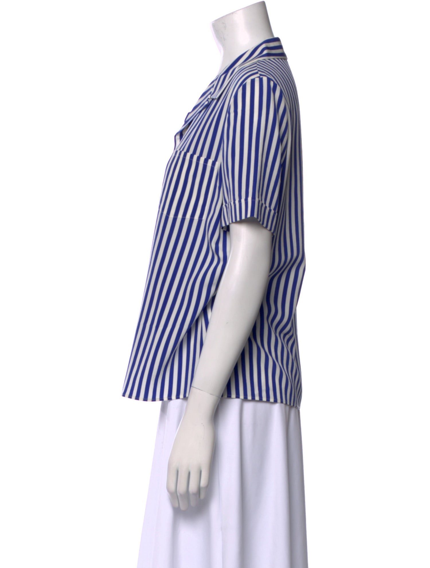 Ralph Lauren Purple Label Silk Striped Button-Up Top