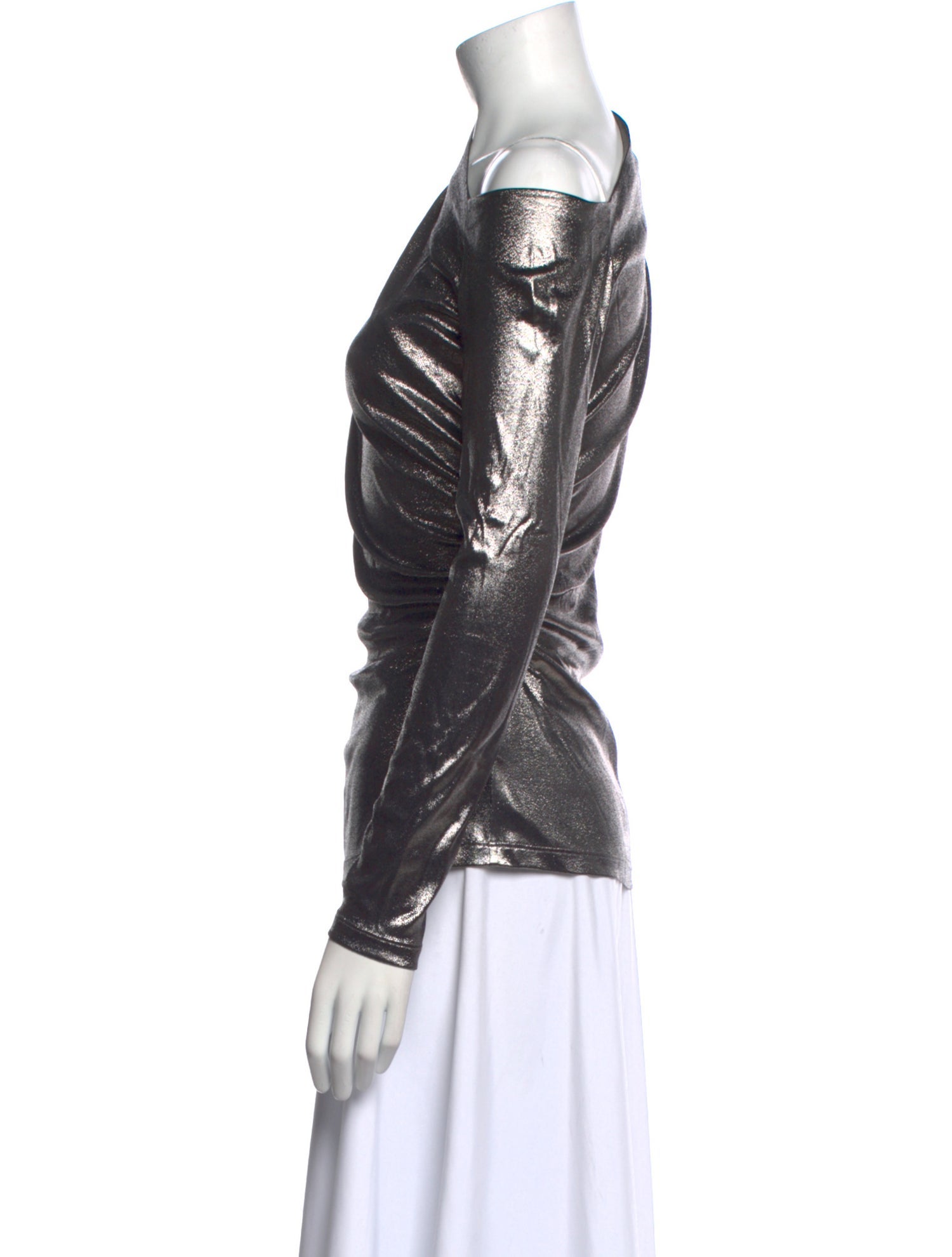 Ralph Lauren Purple Label One-Shoulder Long Sleeve Top