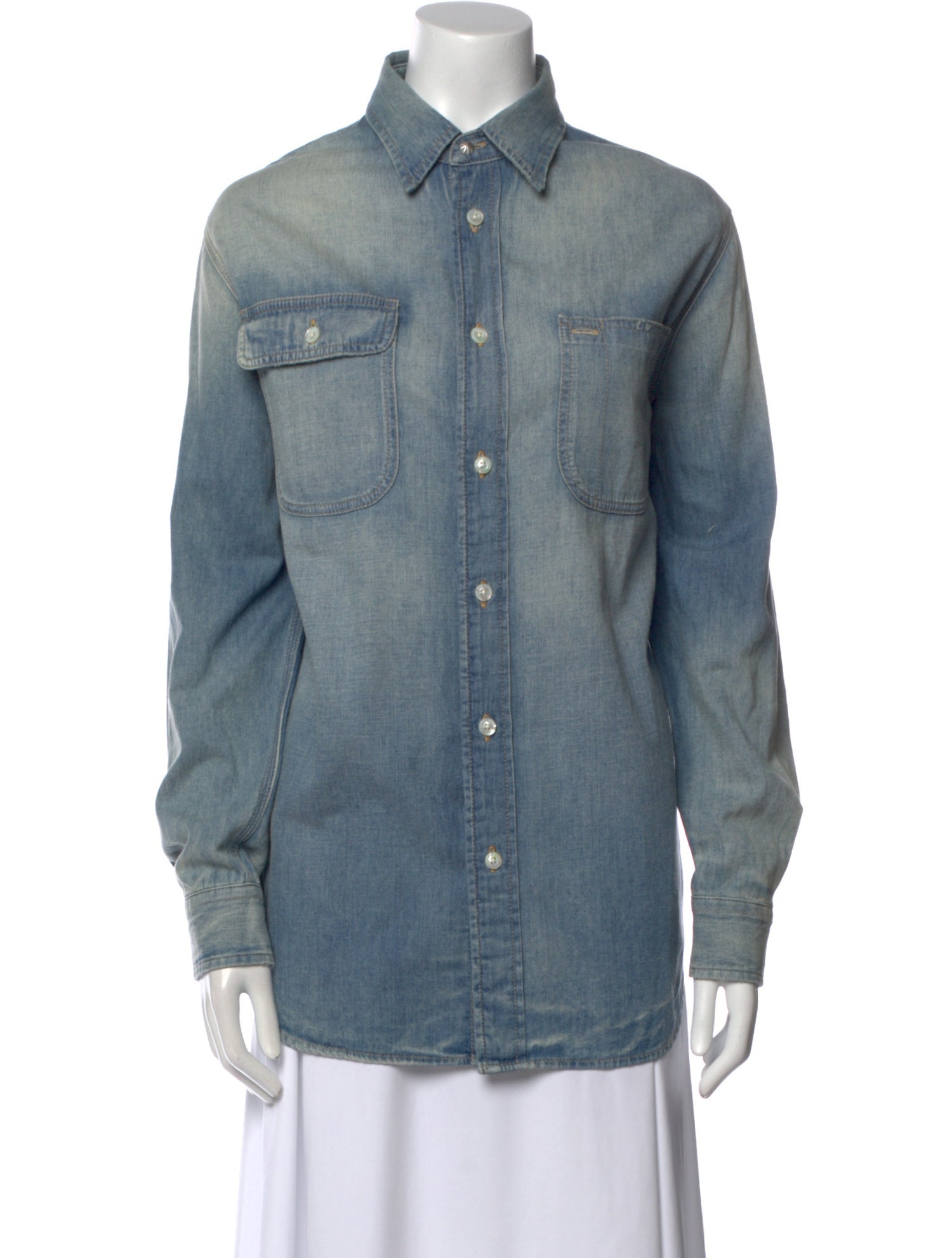 Ralph Lauren Purple Label Printed Long Sleeve Button-Up Top w/ Tags