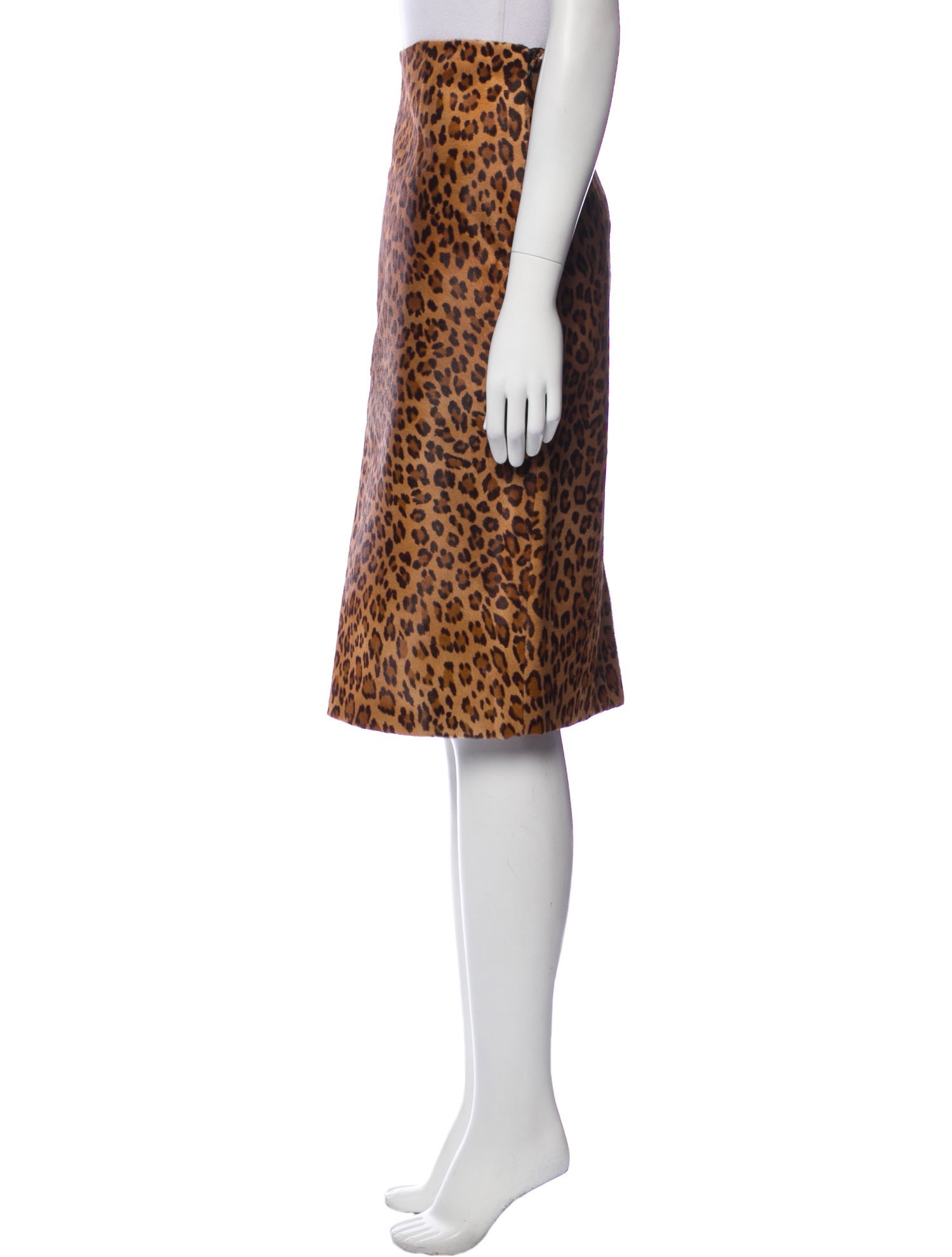 Ralph Lauren Purple Label Shearling Knee-Length Skirt