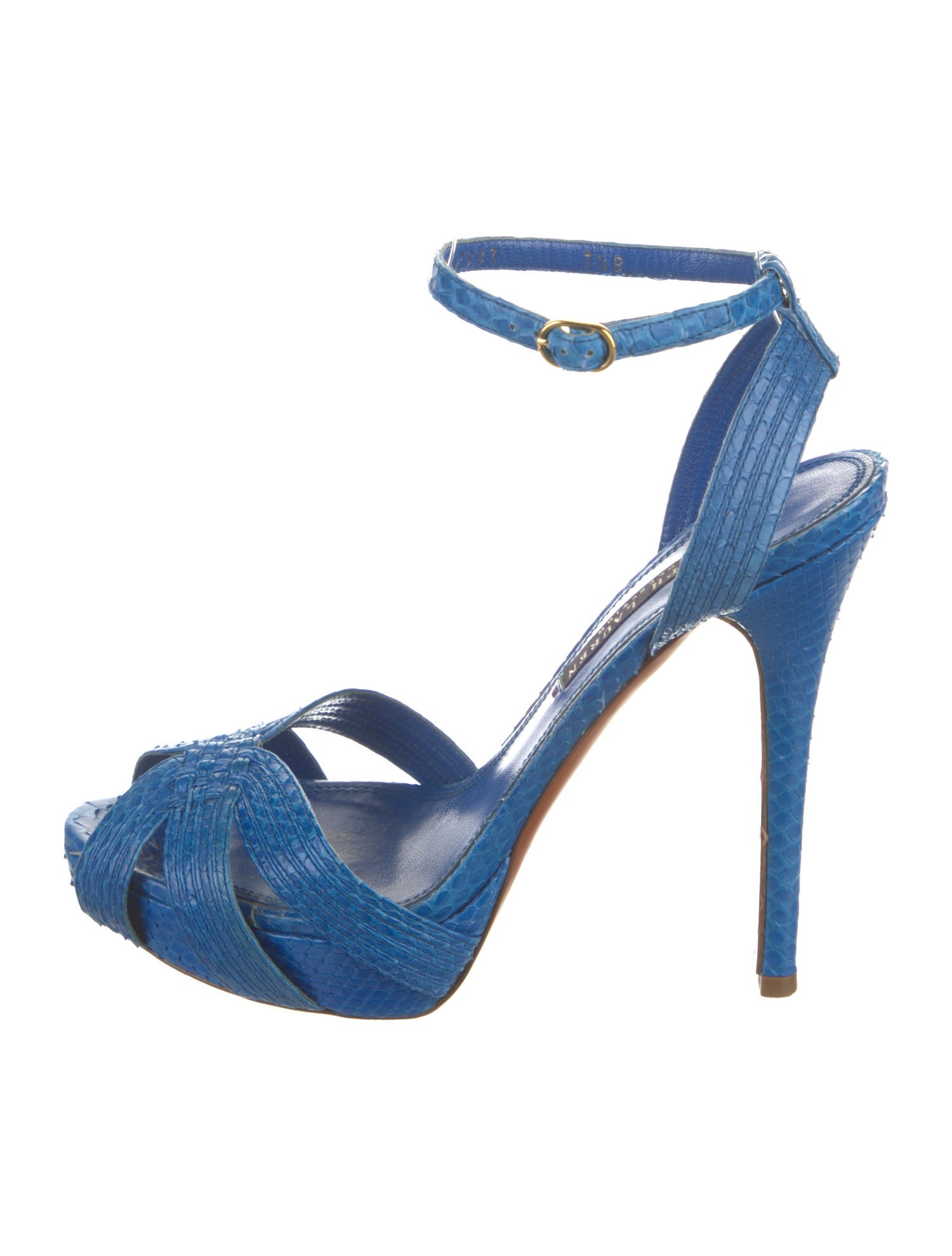 Ralph Lauren Purple Label Python Leather Trim Embellishment Slingback Pumps