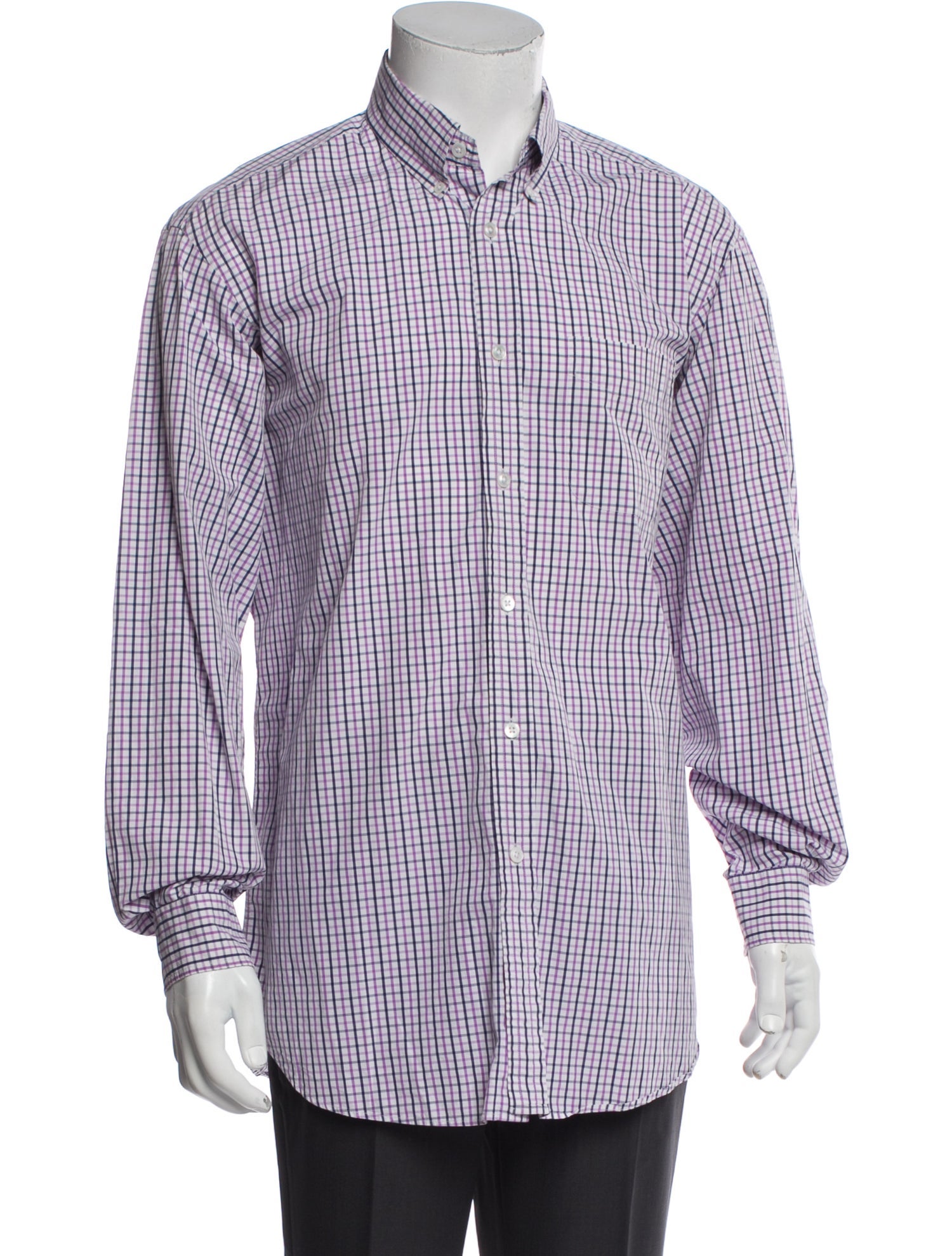 Ralph Lauren Purple Label Plaid Print Long Sleeve Dress Shirt