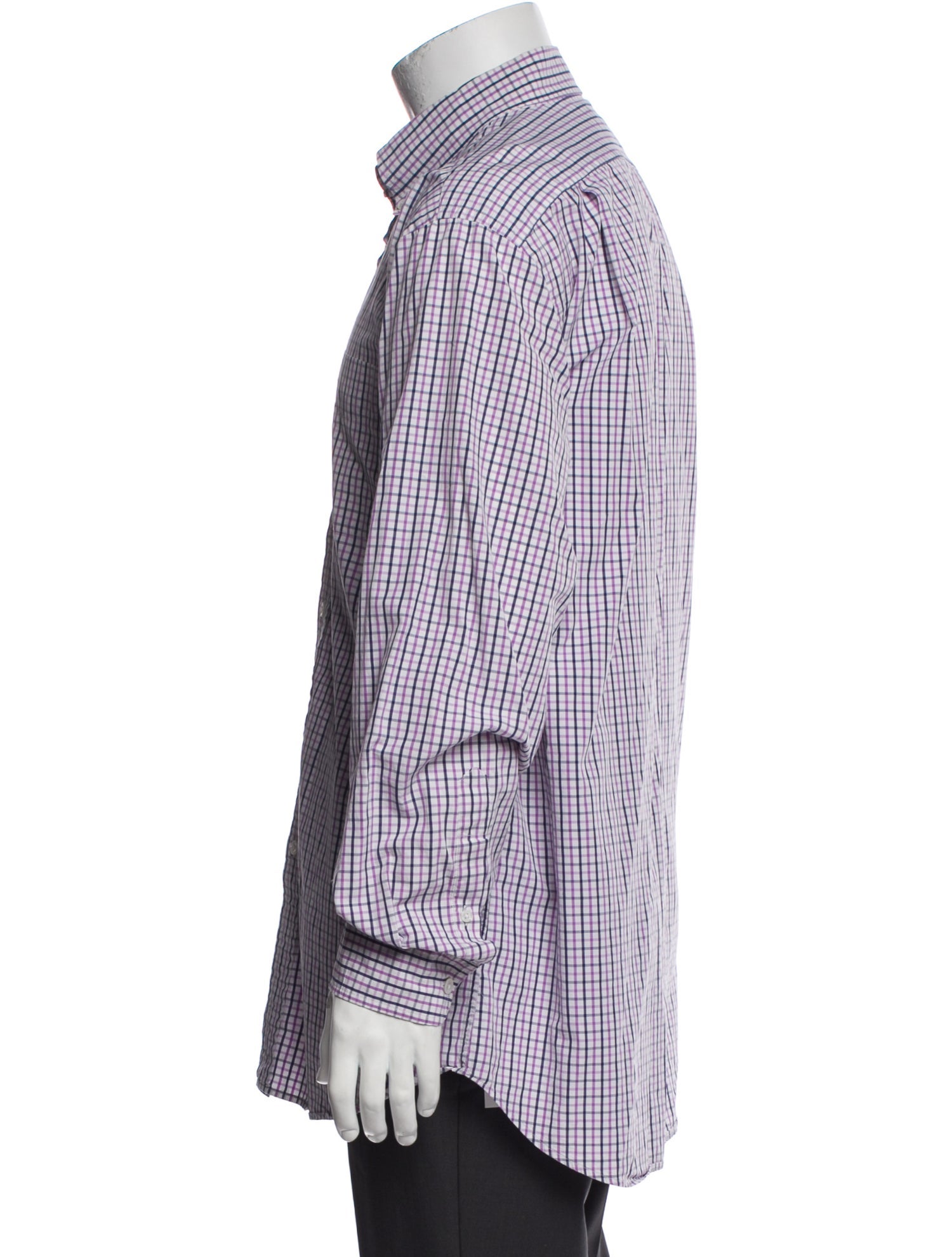 Ralph Lauren Purple Label Plaid Print Long Sleeve Dress Shirt