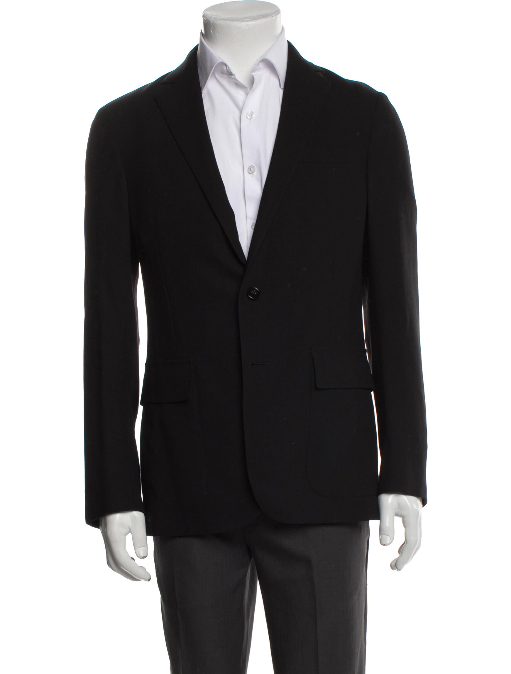 Ralph Lauren Purple Label Wool Leather Trim Embellishment Blazer